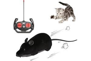 DesignBox Remote Control Mouse Toy, Wireless Control Realistic Rat Scary RC Mice Toy For Cat Kitten Dog Pet Novelty Gift Trick Bugs, Kids Children Halloween Christmas Birthday Present (Dark Black)