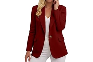 ECUNGWUA Blazer Femme Chic et Elegant Veste Manches Longues Classique Travail Blazers Décontracté Couleur Unie Tailleur Hauts Slim Fit Grande Taille Manteau