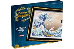 Lansay - COLLECTION SEQUINS - La Grande Vague - Hokusai - Créez un Tableau Étincelant en Sequins de Hokusai - Compartiment de Rangement Inclus - Activité Créative pour Adultes et Enfants Dès 14 Ans