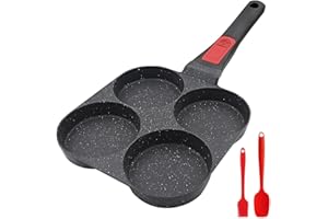 Bobikuke Poêle à Pancakes Induction avec Poignée Amovible, Poêle Antiadhésive en Aluminium à 4 Trous pour Mini Crêpes - Noir