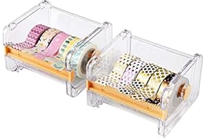 HomDSim, dispenser per nastro adesivo, nastro coprente, nastro in carta Washi, porta nastro con taglierina, 2 pezzi Yellow