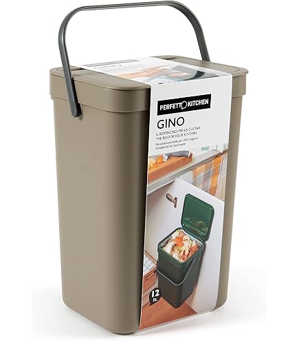 SET 3 PATTUMIERE 44L RACCOLTA DIFFERENZIATA COVER LINE CON MANICO Nero + Ambra / Bianco / Verde | Tontarelli Shop