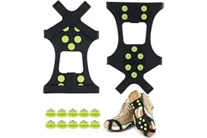 Fengzio Schuhspikes mit Extra10 Spikes Schuhkrallen für Schuhe im Winter Outdoor Anti Rutsch Steigeisen für Damen und Herren Schuh Spikes für Bergschuhe/Schuhkrallen/Eisspikes