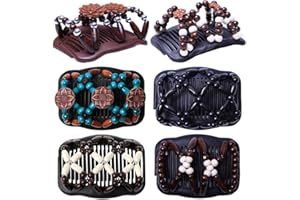 Gativs Haarkamm Elastisch Perlen 6 Stück Perlen Haarkämme Afrikanische Haarspange Stretch Dehnbar Kamm Doppel Clips Haarkamm Elastische Comb Perlen Doppel Haarkamm Damen Haarspange Dehnbar