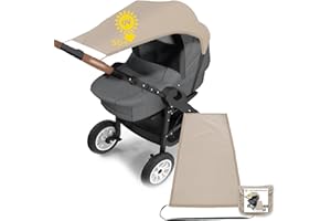 AVIDA · ZEN Pare Soleil Poussette Universelle, 1 Ombrelle Poussette, Toile Anti-UV UPF50+, Parasol Réglable pour Nacelle| Sac de rangement inclus (Marron)