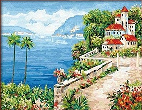 Rose Island-DIY Malen nach Zahlen Leinwand Malerei Set 16x20 Zoll Frameless