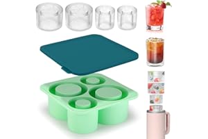 Auauraintt Stanley Cup, tacka na kostki lodu wielokrotnego użytku z pokrywką, do kubków o pojemności 20-40 oz, 4 puste formy do lodów, do napojów lodowych, soków, koktajli, whisky