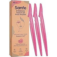 Sanfe Eyebrow touch up Hair Removing Face Razor for women - Pack of 3 | Reusable | Instant & Painless Hair Removal |Suitable for Eyebrow, Upper lip, Chin | Peach Fuzz | Stainless Steel Blade & Firm Grip | for soft hairs
