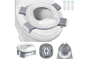 DEANIC 2-IN-1 Orinal Portatil Niños Plegable, Reductor Wc Niños Orinales Infantiles Para Niños de 1 a 4 Años Niñas, Inodoro Portatil con 60 Orinales Uso Exterior (Gris)