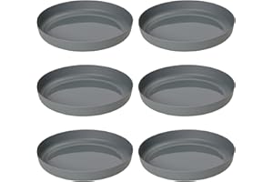 Clever Pots Soucoupes pour pots de fleurs, 6 plateaux ronds de 22.7cm pour pot de fleurs de 30cm, soucoupes pour plante, plateaux d'égouttement en plastique pour jardin intérieur et extérieur, Charbon