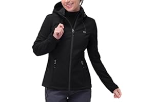 33,000ft Damen Softshelljacke Wasserdichte Winddichte Funktionsjacke Atmungsaktive Übergangsjacke Leichte Fahhradjacke mit Kapuze Windbreaker zum Laufen, Radfahren, Wandern