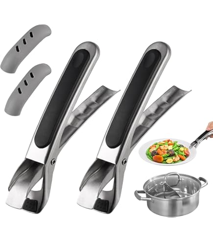 Lot De 2 Pinces Airfryer - Pour Friteuse à Air Chaud - Antidérapantes - En Acier Inoxydable - Anti-brûlure - Avec 2 Couvercles Anti-brûlure