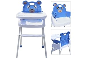 FREDERIMO Trona portátil 4 en 1 con cinturón de seguridad, silla de comedor, antideslizante, capacidad de peso de 35 kg, altura ajustable (azul)