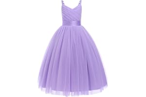 IDOPIP La Fille des Fleurs Princesse Robe Longue Plissée Mariage Demoiselle d'honneur Robe De Bal Broderie Fleur Dentelle élégante Col en V