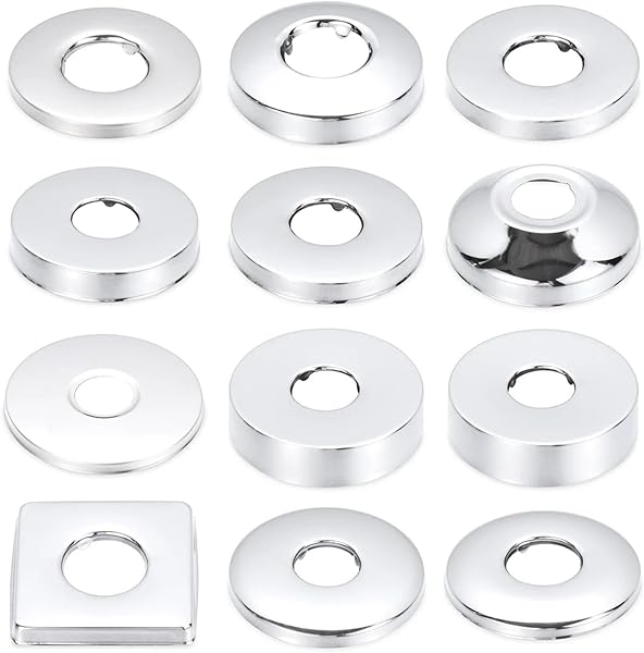 2 Piezas Ø 25mm (3/4 ") embellecedor grifo ducha,roseta de acero inoxidable negro,cubierta de tubo,embellecedor radiador,roseta para grifo ducha,radiadores, grifos(plata, 80 x 30) - 1