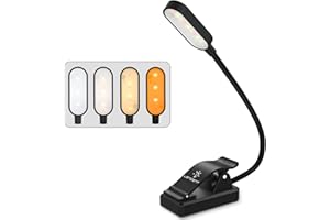 LENCENT 12 Livelli Luminosità Modalità 9 LED Luce per Lettura, Luce da Libro con Pinza per Lettori di Notte, Lampada Portatile Occhi Cura per Letto, notturna, Bambino[Ambra e bianco e caldo e misto]