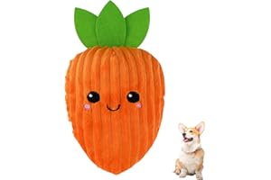 Andiker Juguete para perros de zanahoria, juguete chirriante para perros de 9,84 pulgadas en el interior con un chirrido, peluche de algodón suave para perros pequeños y medianos y cachorros (naranja)
