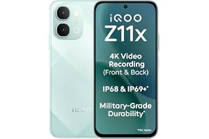 iQOO Z11x 5G (Prismatic Green, 6GB RAM, 128 GB Storage) | Dimensity 7400-Turbo Processor | 7200 mAh Battery | 4K Video Recording Front & Back | IP68 & IP69+ | Powered by OriginOS 6