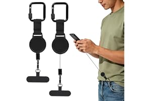 YUZHEDM 2 st mobiltelefonrep med karbinhake, indragbar stöldfri stålkabel, fallsäkert telefonhänge för ryggsäck, vandring, fi