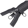 MebuZip 2PCS #10 48 Inch Heavy Duty Separating Plastic Zippers with Double Pull Tab Zipper Sliders Vislon Zippers for Sleeping Bag, Boat, Canvas, Cover, Trampoline, Dog Bed, Tent (Black)
