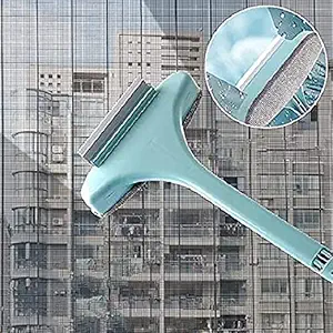 idensic 2 in 1 Double-Sided Window Mesh Cleaning Brush & Wiper with Extended Handle Window Cleaning Brush, Net Cleaning and Mesh Cleaner (Multicolor)