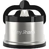 AnySharp Pro Affilacoltelli (Metal) con Ventosa, Metallo Spazzolato