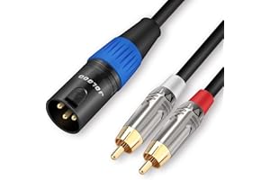 JOLGOO Unsymmetrische Dual RCA auf XLR männlich Y Splitter Patch Mikrofonkabel, 1 XLR männlich auf 2 RCA männlich Y Adapter Kabel, 2m