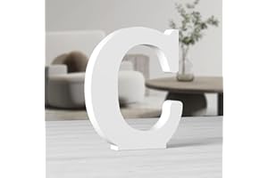 MeteoraPrime Lettres en Bois Blanc de 10 Pouces Lettres en Bois Non Finies pour Décor Murale Lettres Debout Décoratives Grandes Lettres pour Décor Murale pour Projets de FêTe à La Maison (C)