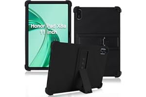 ATOOZ for Honor Pad X8a Case 11 Inch 2024,Soft Silicone Kids Case for Huawei Honor Pad X8a Tablet with Adjustable Bracket (Black)