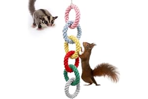 Dnoifne Juguete para Petauro del Azúcar, Anillo Colgante de Cuerda de Algodón para Trepar, Accesorio para Jaula, Juguete de Ejercicio para Petauros, Ratas, Ardillas y Aves