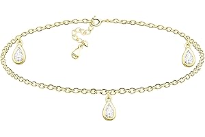 Sofia Milani - Bracelet de Cheville pour Femme en Argent 925 - avec Pendentif en Forme de Pierre de Zircon