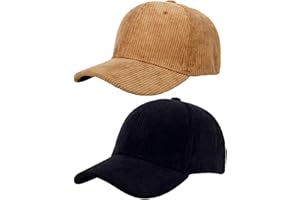 ASYBHYY Gorra de Béisbol de Pana para Mujer Hombre, 2 Pack Vintage Color Sólido Ajustable Trucker Sombrero Cap Casual Liso Hat para Viajes al Aire Libre