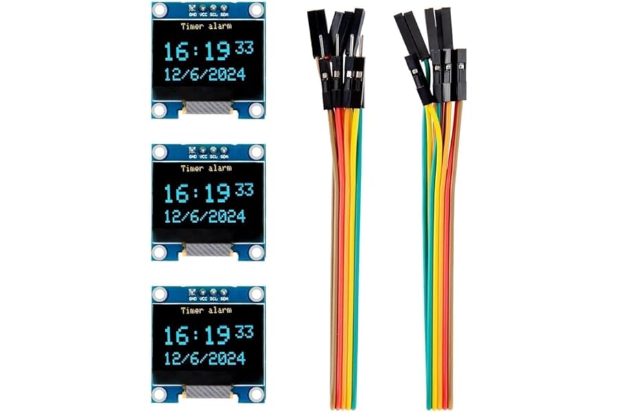 ELEGOO 3PCS 0.96 Inch OLED Display Screen Module, 128x64 Blue and Yellow Driver I2C Compact Self-Luminous Mini Screens for Arduino, Raspberry Pi, PICO.51 MCU, STM32, ESP32