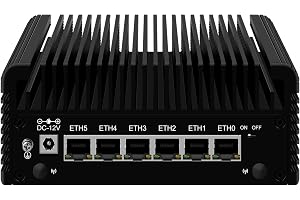 ROUAFWIT Micro Firewall N100 12TH Gen Fanless Mini PC, DDR5 8GB RAM SSD Router Appliance Computer, Support Pfsense, OPNsense, 6 x 2.5Gbe i226-V Ethernet, TF, Type C, AES-NI