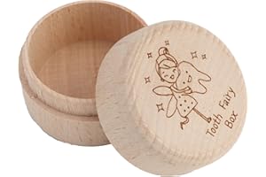 COYTEAR Tooth Fairy Box, Cute Wooden Children'S Deciduous Teeth Commemorative Boxes Baby Lanugo Tooth Memory Collection Organizer Container Case for Boys Girls Accumulation Teeth Loss Birthday Gifts Keepsake