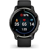 Garmin VENU 2 PLUS Bezel w kolorze Slate z czarną obudową i silikonowym paskiem, M