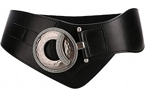 Ulalaza Cinturón ancho vintage para mujer, cinturón de hebilla de metal para faldas decorativas de mujer