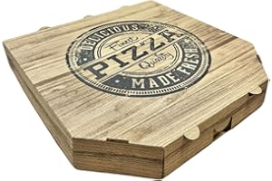 NoblesBox Pizza Box mit Deckel | Pizzakarton 24x24x4 cm | Stabile Pizzabox aus Karton | Pizza Kartons für Lieferservice & Pizzeria | Pizza Boxes in Braun | 50 Stück Großpackung