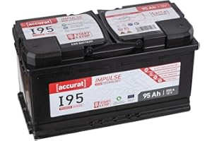 ‎ACCURAT Accurat Impuls I95 AGM Autobatterie - 12V, 95Ah, 850A, zyklenfest, wartungsfrei, 30% mehr Startleistung, Ca-Technologie - Starterbatterie, Blei-Säure Batterie, Akku für Start-Stop & Hybrid Fahrzeuge