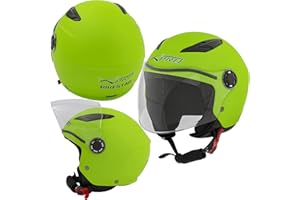 A-PRO Casco Moto Scooter Niño Chicos Infantil Seguro Homologado ECE 22 06 Verde Mate XL