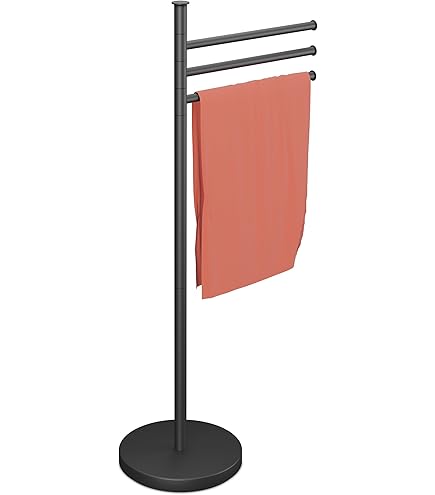 CARO-Möbel Towel holder Petra Towel stand Bath towel stand with 3 movable towel bars, metal frame in white lacquered
