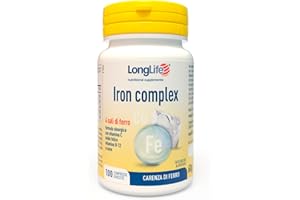 LongLife® Iron Complex | 4 sali di ferro ad alta biodisponibilità | Con vitamina C e B12, acido folico e rame | Oltre 3 mesi di trattamento | Ricarica e riduzione stanchezza | Vegan e senza glutine