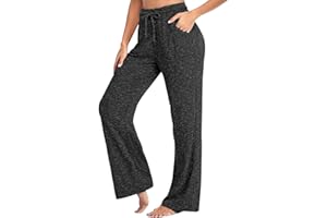 PEUIGNAO Pantalon Ample Femme Fluide Grande Taille Pantalon Décontracté Femme Large Yoga Pants Pantalon Droit Femme Decontracté Pantalon Yoga Pantalon Detente Femme Casual Taille Haute Wide Leg Pants Femme
