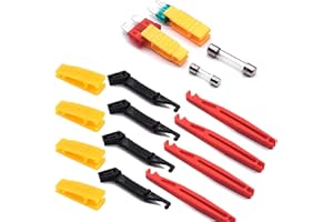 Dancepandas Sicherungszieher Kfz 12PCS Universal Glassicherungszieher Kunststoff Flachsicherung Abzieher Auto Sicherungen Einsteckwerkzeug Zum Entfernen (Rot schwarz gelb)