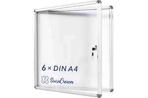 ‎S SWANCROWN Swansea Schaukasten Abschliessbar, Innen Infokasten, Aushangkasten mit Stabiler Alu Rahmen & Acrylglas, Magnetische Rückwand, Silber, 72 x 67 cm (6 x DIN A4‌)