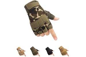 HYCOPROT Guanti Tattici Senza Dita, Guanti Militari all'aperto Leggeri Traspiranti Protettivi Sulle Nocche per Tiro, Caccia, Motociclismo, Arrampicata