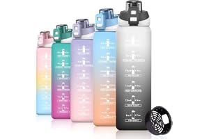S2C -1L Motivational Water Bottle for Gym & School - Leakproof, BPA-Free, with Time Markers - Perfect for Men, Women & Kids - Hydration Tracker, Inspirational Quotes, Durable Design (GRADIENT GREY)