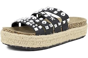 QUEEN HELENA Ciabatte con Zeppa Borchiate Platform Estive Casual Donna R2105