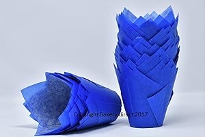 BAKERY DIRECT LTD Bakerydirect Lot de 50 caissettes à muffins Motif tulipes Bleu