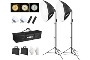 FGen Softbox zestaw do studia fotograficznego, LED135 W, 3000-6500 K Softbox,70 cm, ośmiokątne oświetlenie 2 m, w pełni regulowany statyw świetlny, światło fotograficzne do YouTube, Tiktok, zdjęć